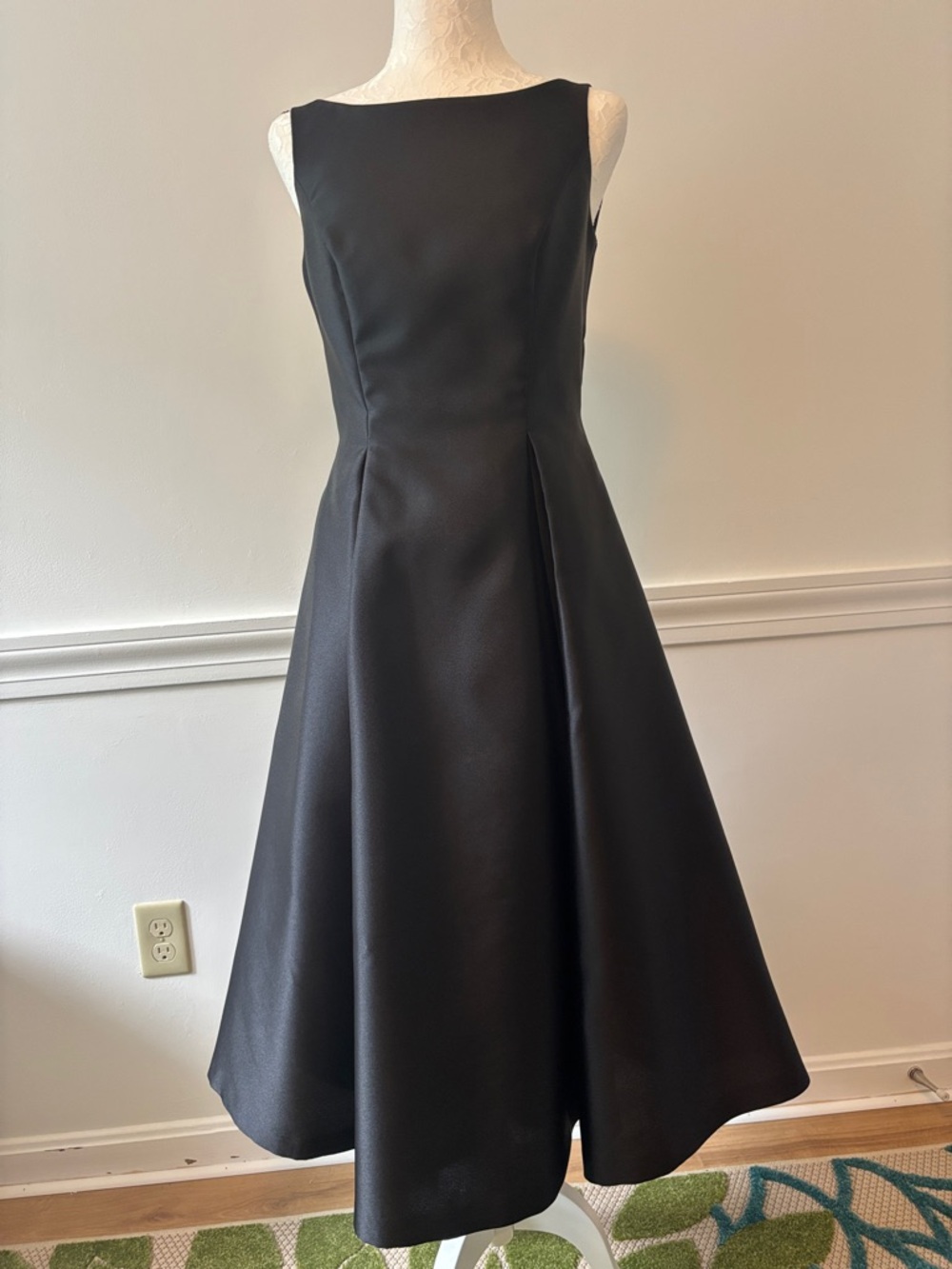 Adrianna Papell Black Sleeveless Midi Fit-and-Flare Dress